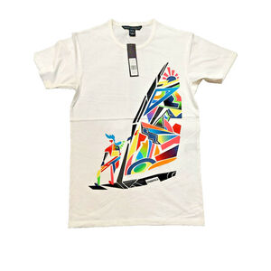 Marc by Marc Jacobs White Cotton Graphic Multi-Color Surf Tee Shirt Sz XS $78